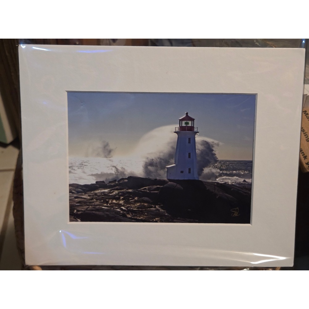 Peggy's Cove Nova‎ Scotia by Stella McNeil Signed Lighthouse Photo Print Matted